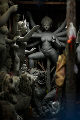 Making of goddess Durga idol. These idols are made for Durga puja, the biggest festival of Kolkata,...
