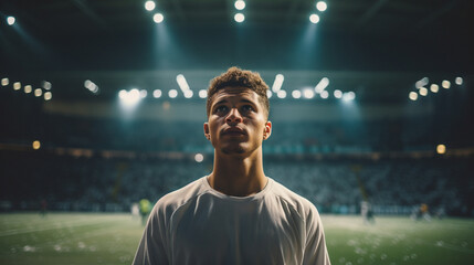 Soccer's Center Stage: Standing Tall, Generative AI - obrazy, fototapety, plakaty