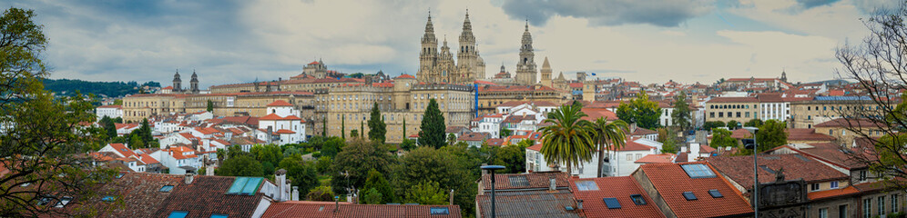 Fototapeta na wymiar Panoramic Skyline of Santiago de Compostela in Galicia, Spain