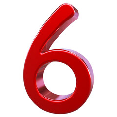 Red 3D Number 6