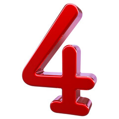 Fototapeta premium Red 3D Number 4