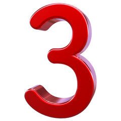 Red 3D Number 3