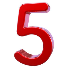 Red 3D Number 5