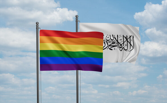 LGBT movement flag also Gay Pride and Afghanistan national flag