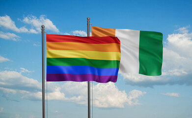 Cuba and LGBT movement flag also Gay Pride flag