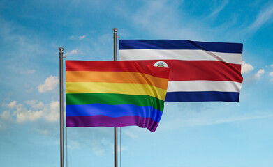 Costa Rico and LGBT movement flag also Gay Pride flag