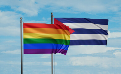 Cuba and LGBT movement flag also Gay Pride flag
