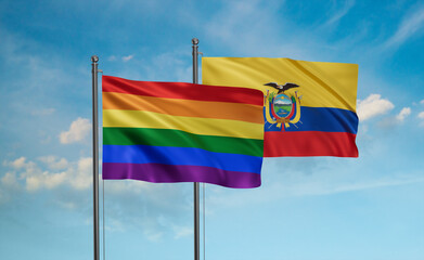 Ecuador and LGBT movement flag also Gay Pride flag