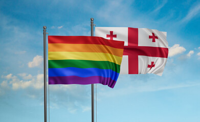 Georgia and LGBT movement flag also Gay Pride flag