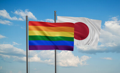 Japan and LGBT movement flag also Gay Pride flag
