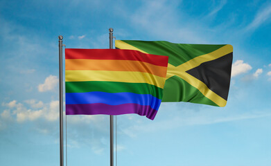 Jamaica and LGBT movement flag also Gay Pride flag