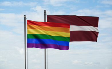 Latvia and LGBT movement flag also Gay Pride flag