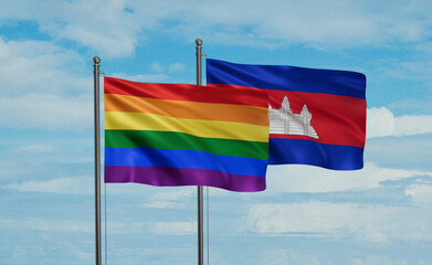 Cambodia and LGBT movement flag also Gay Pride flag