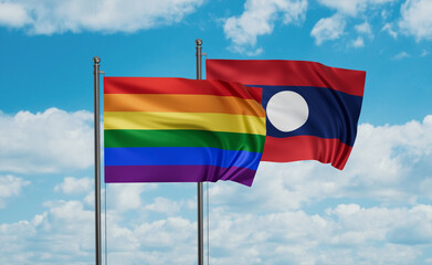 Laos and LGBT movement flag also Gay Pride flag