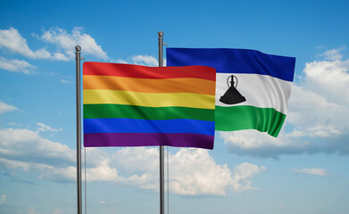 Lesotho and LGBT movement flag also Gay Pride flag