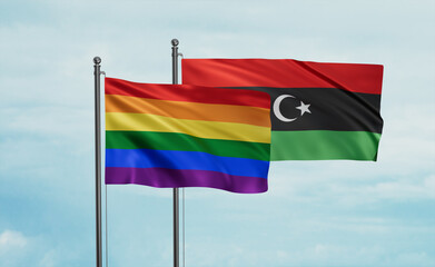 Libya and LGBT movement flag also Gay Pride flag