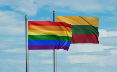 Lithuania and LGBT movement flag also Gay Pride flag