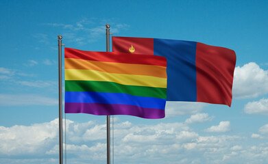 Mongolia and LGBT movement flag also Gay Pride flag