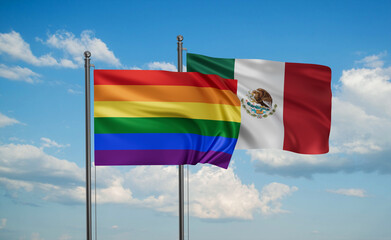 Mexico and LGBT movement flag also Gay Pride flag