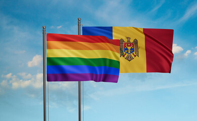 Moldova and LGBT movement flag also Gay Pride flag