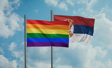Serbia and LGBT movement flag also Gay Pride flag