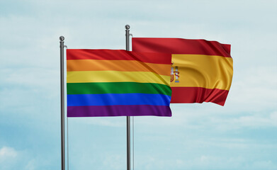 Spain and LGBT movement flag also Gay Pride flag