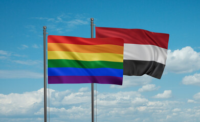 Yemen and LGBT movement flag also Gay Pride flag