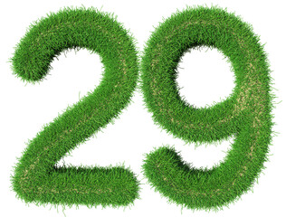 grass number 29 - 3d green number