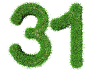 grass number 31 - 3d green number