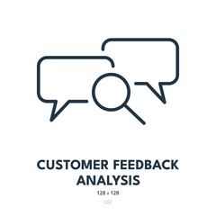 Customer Feedback Analysis Icon. Review, Rating, Opinion. Editable Stroke. Simple Vector Icon