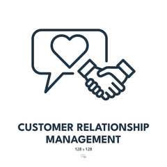 Customer Relationship Management Icon. CRM, Consultation, Assistance. Editable Stroke. Simple Vector Icon