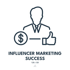 Influencer Marketing Success Icon. Media, Campaign, Advertising. Editable Stroke. Simple Vector Icon