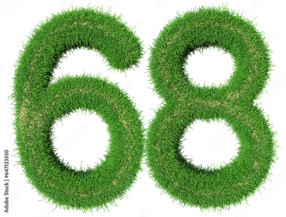 Wall mural grass number 68 - 3d green number