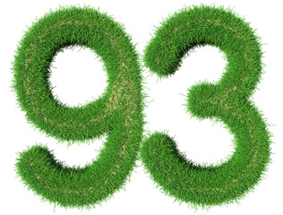 grass number 93 - 3d green number