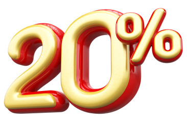 20 percent discount - 3d red number