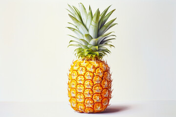 Watercolor pineapple on a white background. Tropical fruit