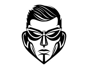 Lifeguard man on the .Logo.Hand drawn in doodle.Vector illustration.
