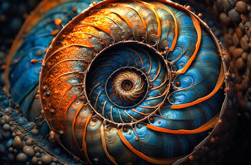 A Mesmerizing Spiral in Shades of Blue and Orange, Capturing the Imagination