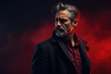 Fototapeta premium Actor in a dramatic pose against a solid color background - Performance and Drama - AI Generated