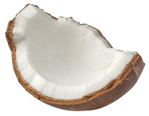 Fresh coconut meat isolated on white background.