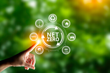 Net zero in 2050 year, ESG eco concept  for environmental, social, sustainable and ethical,  net...