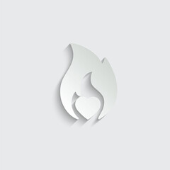 Obraz na płótnie Canvas heart in a fire icon vector love sign