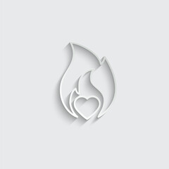 heart in a fire icon vector love sign