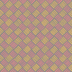 gray repetitive background. pink yellow hand drawn striped squares. vector seamless pattern. geometric fabric swatch. wrapping paper. design template for textile, linen, home decor