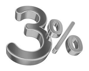 3 percent discount -3d number silver