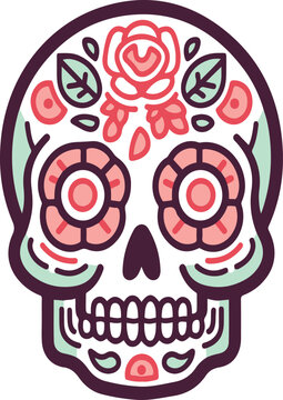 Hispanic heritage sugar skull marigold Festive dia de los muertos with vector icon