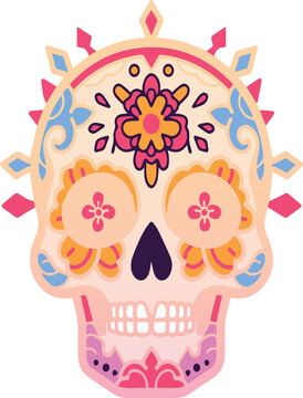 Hispanic heritage sugar skull marigold Festive dia de los muertos with vector icon