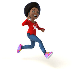 Fun 3D cartoon black teenage girl