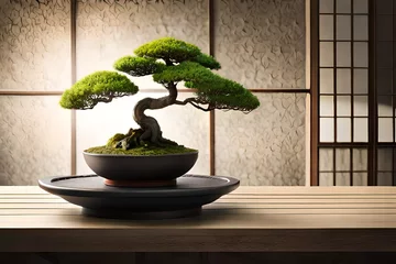 Schilderijen op glas bonsai tree in pot © Anmol