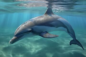 Dolphin free swim underwater. Generate Ai